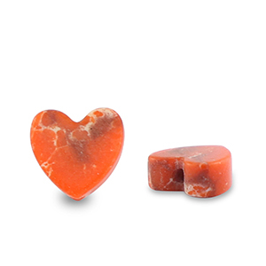 Perlen Naturstein Heart Orange-white-brown