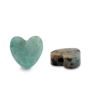 Perlen Naturstein Calcit Heart Green-black