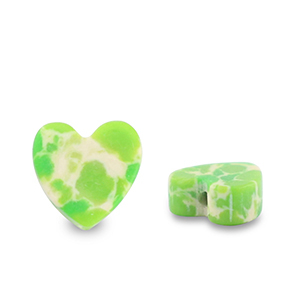 Perlen Naturstein Heart Green-white-brown