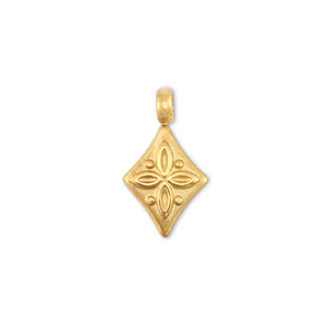 Anh&auml;nger aus Stainless Steel - Rostfreiem Stahl Rhombus with flower Gold