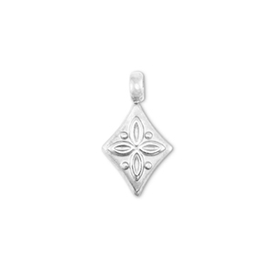 Anh&auml;nger aus Stainless Steel - Rostfreiem Stahl Rhombus with flower Silver