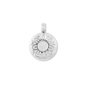 Anh&auml;nger aus Stainless Steel - Rostfreiem Stahl Round with flower Silver