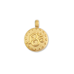 Anh&auml;nger aus Stainless Steel - Rostfreiem Stahl Round with indian sign Gold