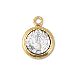Anh&auml;nger Metall Round With Saint Silver-gold
