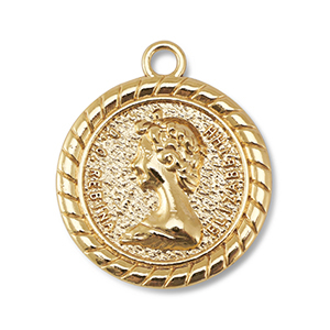 Anh&auml;nger Metall Round With Queen Elisabeth Gold