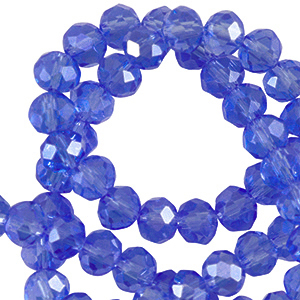Facetten Top Glas Perlen 6x4mm Rondellen Royal blue transparent