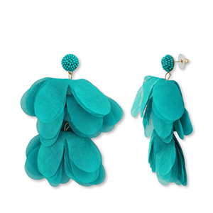 Musthave Ohrringe/Ohrstecker Chiffon Flower Teal green-gold