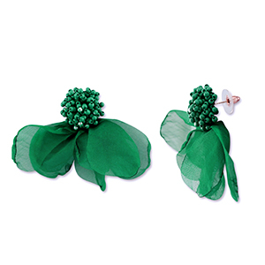 Musthave Ohrringe/Ohrstecker Chiffon Flower Dark green-gold