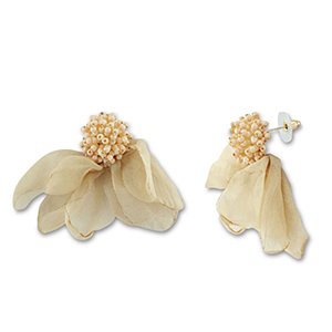 Musthave Ohrringe/Ohrstecker Chiffon Flower Beige brown-gold