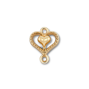 Anh&auml;nger Metall Zwischenst&uuml;ck Heart with Heart Gold