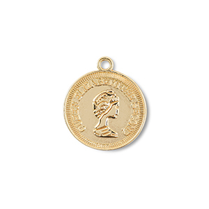 Anh&auml;nger Metall Round With Queen Elisabeth Gold