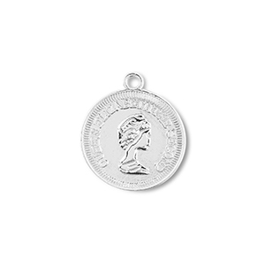 Anh&auml;nger Metall Round With Queen Elisabeth Silver