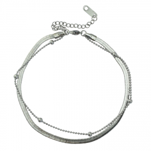 Stainless Steel - Rostfrei Stahl Fussketten duo Layer Silver