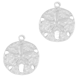 Anh&auml;nger aus Stainless Steel - Rostfreiem round Starfish Silver