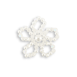 Statement-Anh&auml;nger Facetten Top Glas Perlen & Pearl Flower Pearl white-transparent