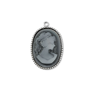 Anh&auml;nger aus Stainless Steel - Rostfreiem Kamee Oval Silver-grey