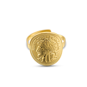 Stainless Steel - Rostfrei Stahl Ringe Coin Gold