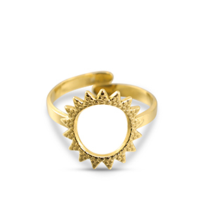 Stainless Steel - Rostfrei Stahl Ringe Flower Gold