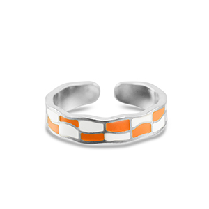 Stainless Steel - Rostfrei Stahl Ringe Chequered Silver