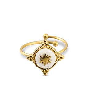 Stainless Steel - Rostfrei Stahl Ringe Snowflake Gold-white