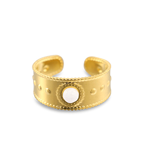 Stainless Steel - Rostfrei Stahl Ringe Pearl Gold-white