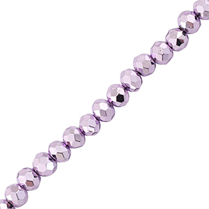 Facetten Top Glas Perlen 4x3mm Rondellen Metallic purple