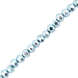 Facetten Top Glas Perlen 4x3mm Rondellen Metallic light blue