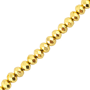Facetten Top Glas Perlen 4x3mm Rondellen Metallic gold