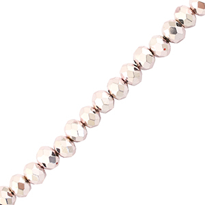 Facetten Top Glas Perlen 4x3mm Rondellen Metallic light pink