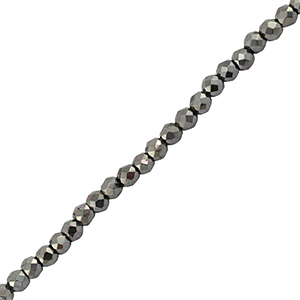 Facetten Top Glas Perlen 2mm Rund Metallic gunmetal