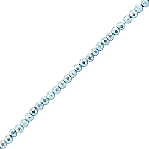 Facetten Top Glas Perlen 2mm Rund Metallic light blue