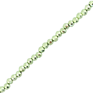 Facetten Top Glas Perlen 2mm Rund Metallic green