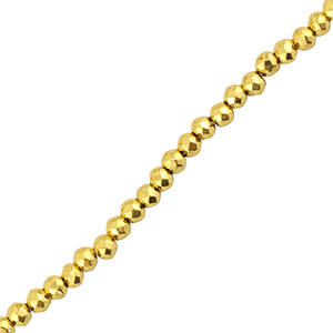 Facetten Top Glas Perlen 2mm Rund Metallic gold