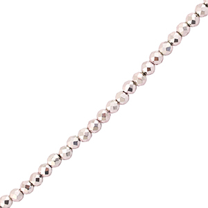Facetten Top Glas Perlen 2mm Rund Metallic light pink