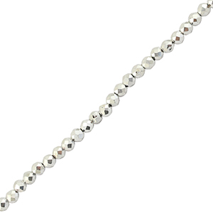 Facetten Top Glas Perlen 2mm Rund Metallic silver