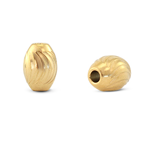Perlen aus Stainless Steel - Rostfreiem Stahl oval Gold