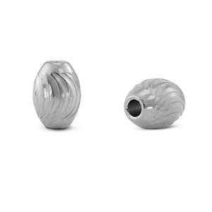 Perlen aus Stainless Steel - Rostfreiem Stahl oval Silver