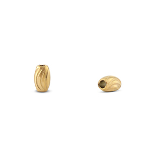 Perlen aus Stainless Steel - Rostfreiem Stahl oval Gold