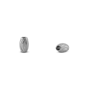 Perlen aus Stainless Steel - Rostfreiem Stahl oval Silver