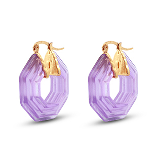 Musthave Resin Ohrringe Hexagon Gold-transparent purple
