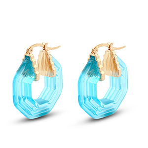Musthave Resin Ohrringe Hexagon Gold-transparent turquoise blue