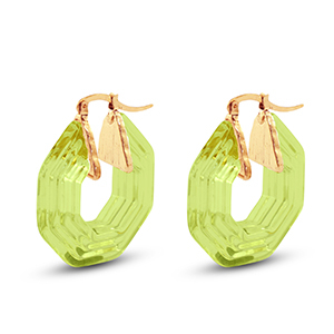 Musthave Resin Ohrringe Hexagon Gold-transparent green