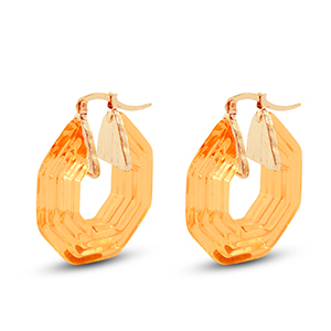 Musthave Resin Ohrringe Hexagon Gold-transparent orange