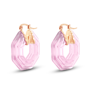 Musthave Resin Ohrringe Hexagon Gold-transparent pink