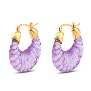 Musthave Resin Ohrringe Oval Gold-transparent purple