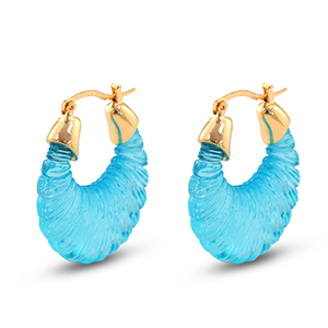 Musthave Resin Ohrringe Oval Gold-transparent turquoise blue