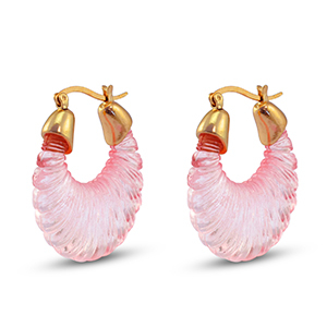 Musthave Resin Ohrringe Oval Gold-transparent pink