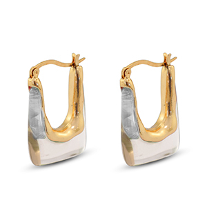 Musthave Resin Ohrringe Rectangle Gold-transparent