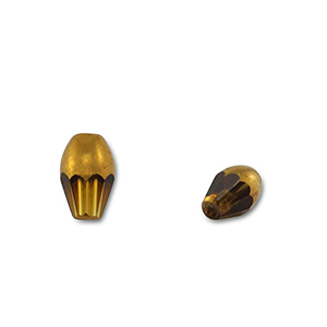 Glas Perlen Oval Yellow transparent-gold