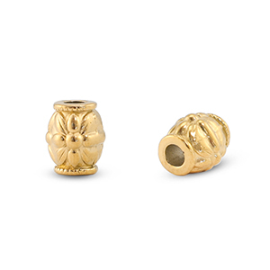 Perlen aus Stainless Steel - Rostfreiem Stahl Tube Flower Gold